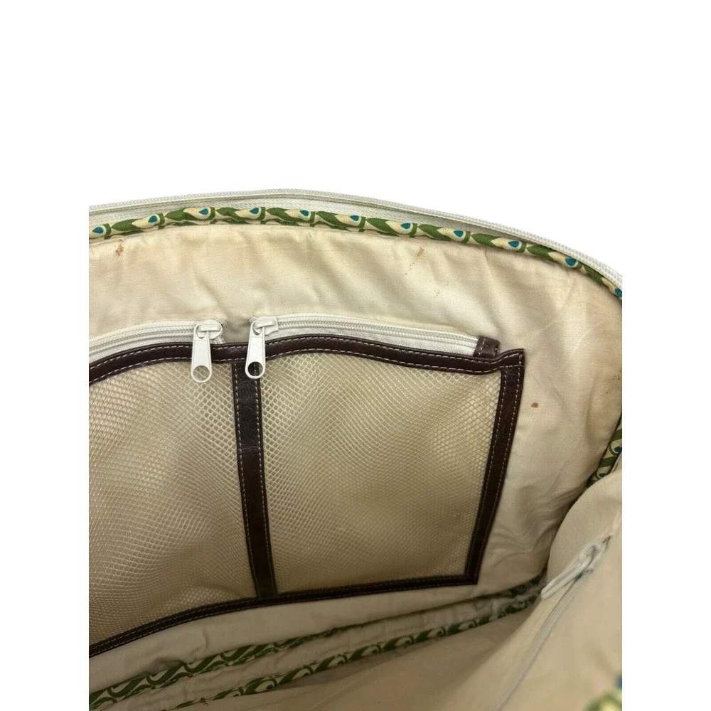 FOSSIL Key Per Gray Canvas Coated Glossy Flower Scene Messenger‎ Laptop Bag